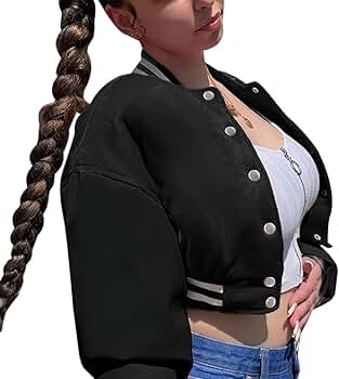 ジャケット MLB Women's Basic Ribbed Slim Fit Crop Zip-Up NY Black 3FTRB Amazon.com: Durio Womens Bomber Jacket Fashion Short Cropped